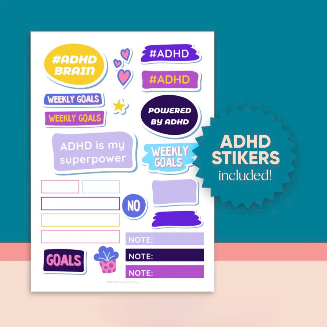 Mega ADHD Printable For Growth Mindset, ADHD Journal, ADHD Productivity Planner, ADHD Life Planner, Printable ADHD Planner Wiseovia