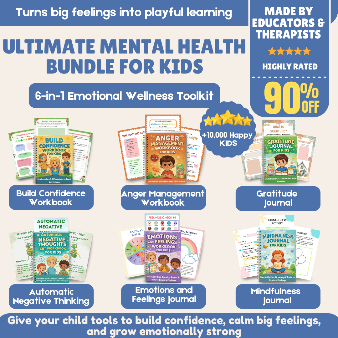 6-in-1 Kids Mental Health Bundle – Workbooks & Journals | 280+ Page Emotions, Mindfulness, Gratitude & Confidence
