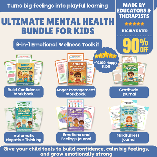 6-in-1 Kids Mental Health Bundle – Workbooks & Journals | 280+ Page Emotions, Mindfulness, Gratitude & Confidence