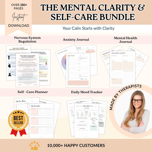The Mental Clarity & Self-Care Bundle – 5 Therapist Tools for Focus, Calm, and Inner Balance