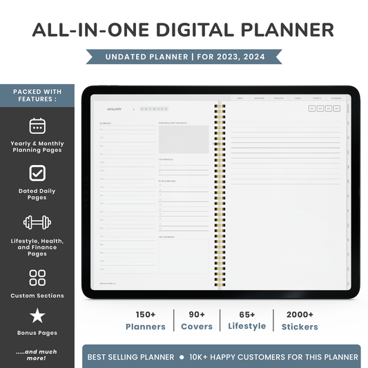 MODERN - NEUTRAL MINIMAL DIGITAL PLANNER - Digital Planner, Goodnotes Planner, iPad Planner, Notability Planner, Dated Digital Planner, 2026 2027 Undated Planner