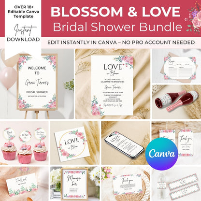 Blossom & Love Bridal Shower Collection – Elegant Templates & Fun Games for a Perfect Celebration