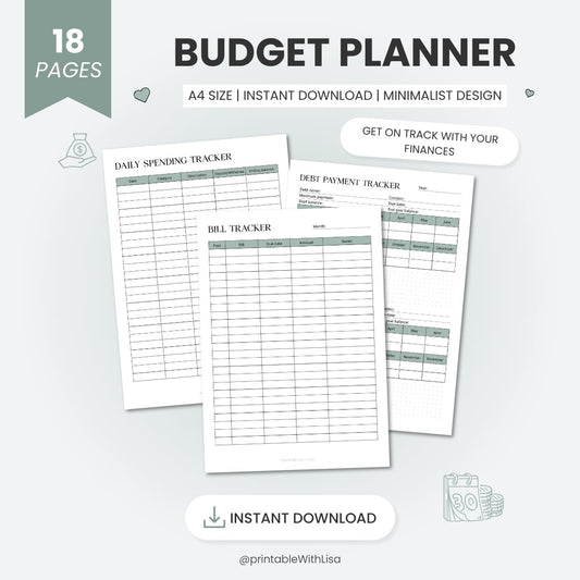 Budget Planner Printable, Finance Planner, Monthly Budget, Weekly Budget, Budget Template