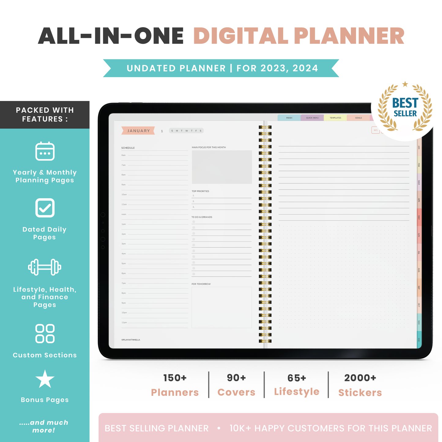 Digital Planner, Goodnotes Planner, iPad Planner, Notability Planner, Dated Digital Planner, 2026 2027 Undated Planner