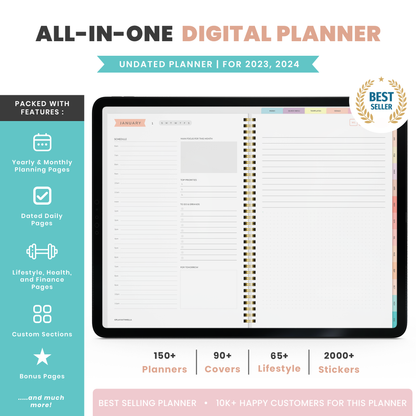 Digital Planner, Goodnotes Planner, iPad Planner, Notability Planner, Dated Digital Planner, 2026 2027 Undated Planner