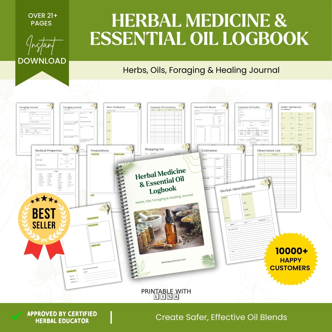 The Ultimate Herbal Medicine & Essential Oil Logbook – Track Aromatherapy, Remedies & Recipes