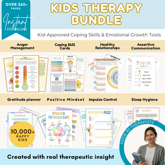 Kids Therapy Bundle – 260+ Pages of Coping Skills, Emotions & Mental Health Worksheets for Kids Wiseovia