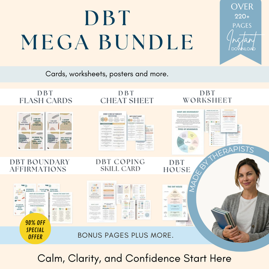 DBT Mega Bundle 90% off bundle, DBT Skills, DBT Workbook, Therapy Worksheet, Therapy Tools, DBT Flash Cards, DBT Cheat Sheet Wiseovia