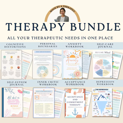 Therapy Worksheet 90% Off Bundle, Psychology Resources, Inner Critic, Boundaries, Trauma, Acceptance Therapy, Safety Plan, Planner, Affirmations, GAD Wiseovia