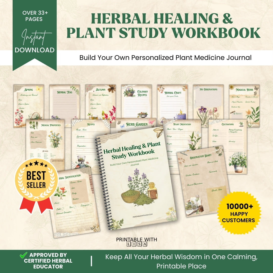 Herbal Healing & Plant Study Workbook – Track Plants, Heal Naturally, Grow Mindfully