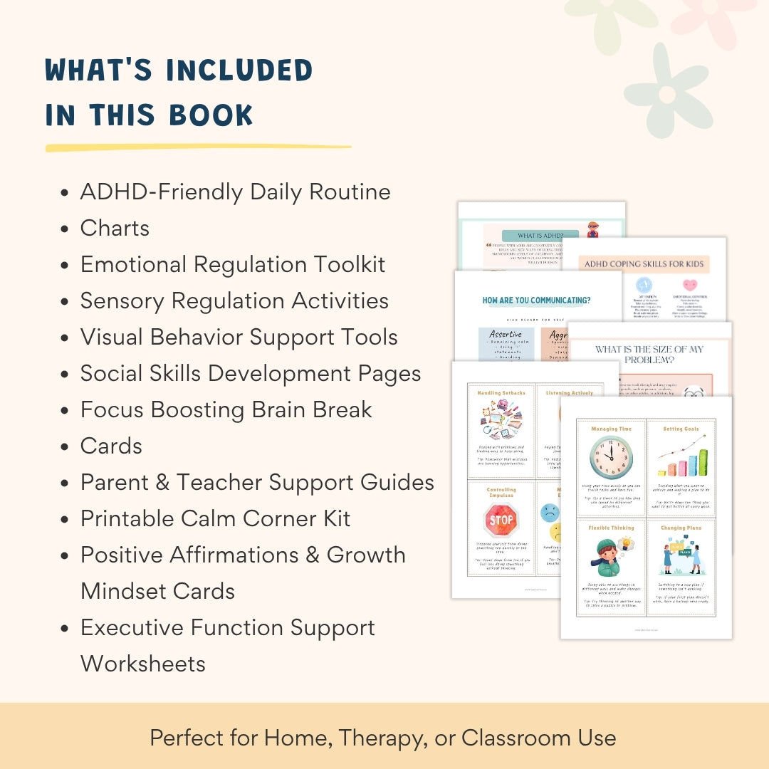 ADHD Executive Functioning Worksheet Bundle for Kids & Teens | Emotional Regulation, Time Management & Focus Tools (130+ Pages)