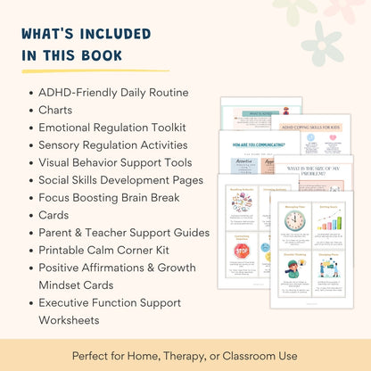 ADHD Executive Functioning Worksheet Bundle for Kids & Teens | Emotional Regulation, Time Management & Focus Tools (130+ Pages)