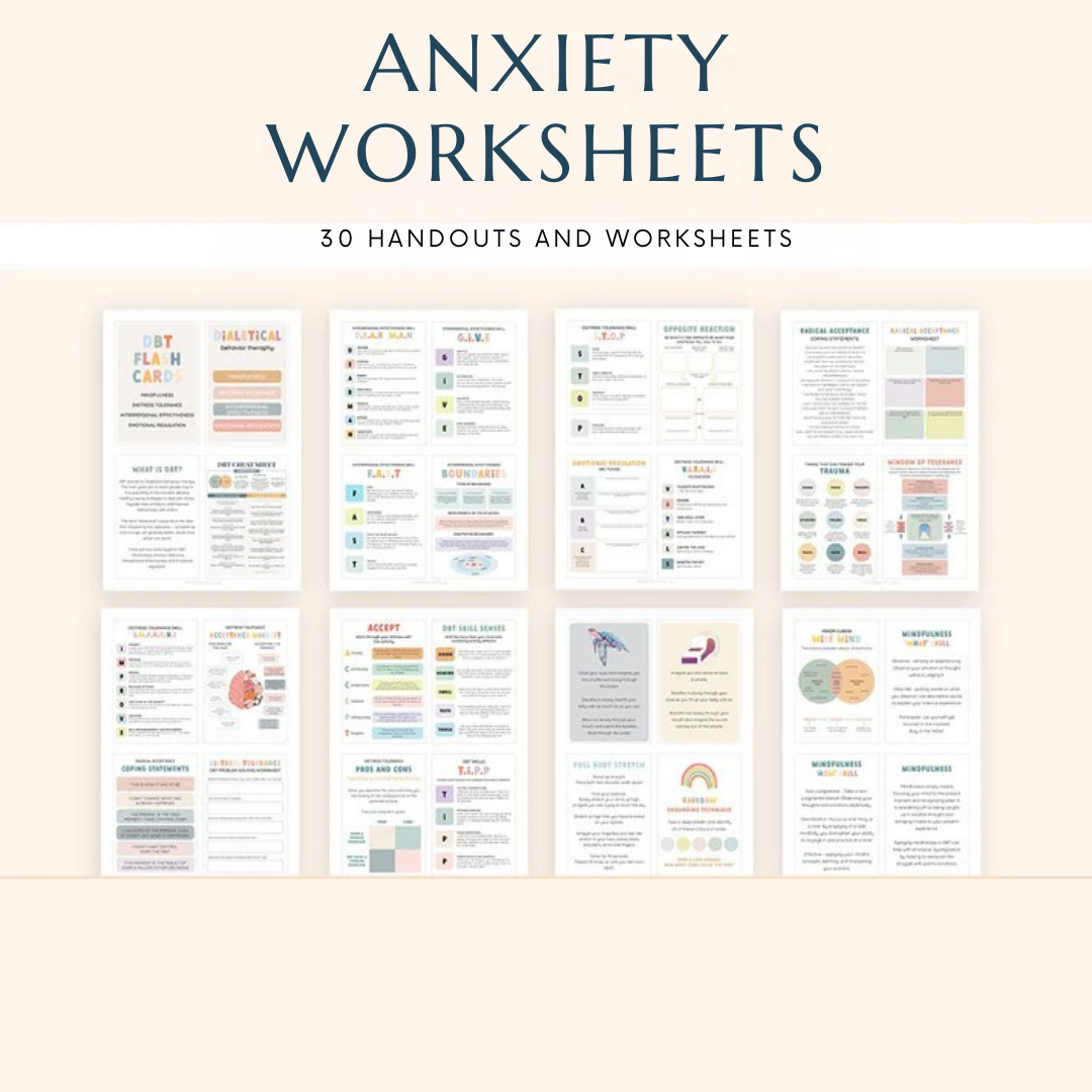 Therapy Worksheet 90% Off Bundle, Psychology Resources, Inner Critic, Boundaries, Trauma, Acceptance Therapy, Safety Plan, Planner, Affirmations, GAD Wiseovia