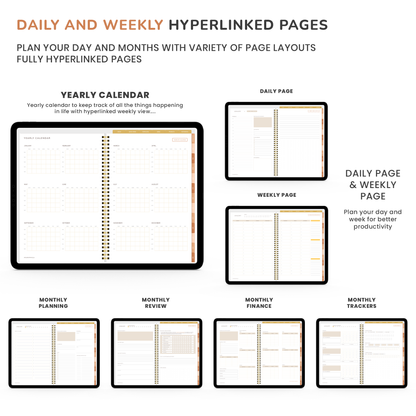 Digital Planner, Goodnotes Planner, iPad Planner, Notability Planner, Dated Digital Planner, 2026 2027 Undated Planner - BOHO THEME PLANNER