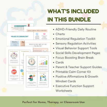 ADHD Executive Functioning Worksheet Bundle for Kids & Teens | Emotional Regulation, Time Management & Focus Tools (130+ Pages) Wiseovia