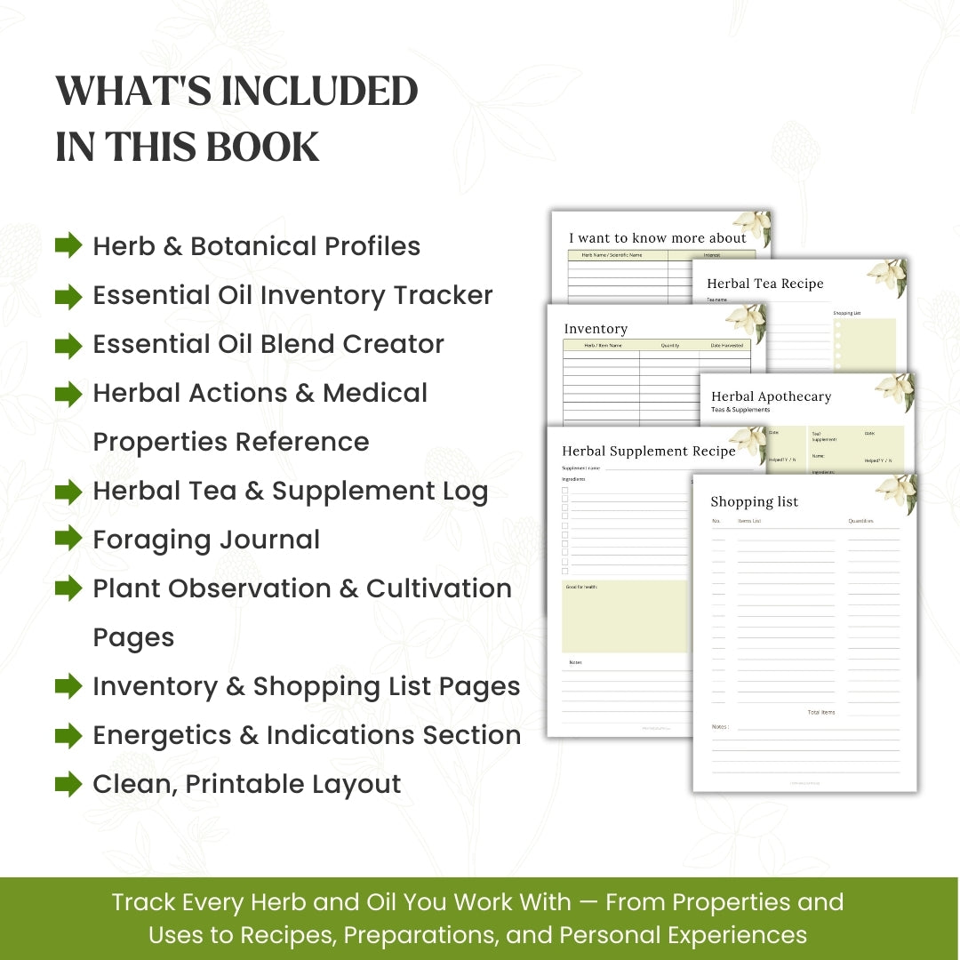 The Ultimate Herbal Medicine & Essential Oil Logbook – Track Aromatherapy, Remedies & Recipes