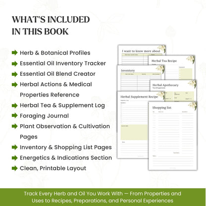 The Ultimate Herbal Medicine & Essential Oil Logbook – Track Aromatherapy, Remedies & Recipes