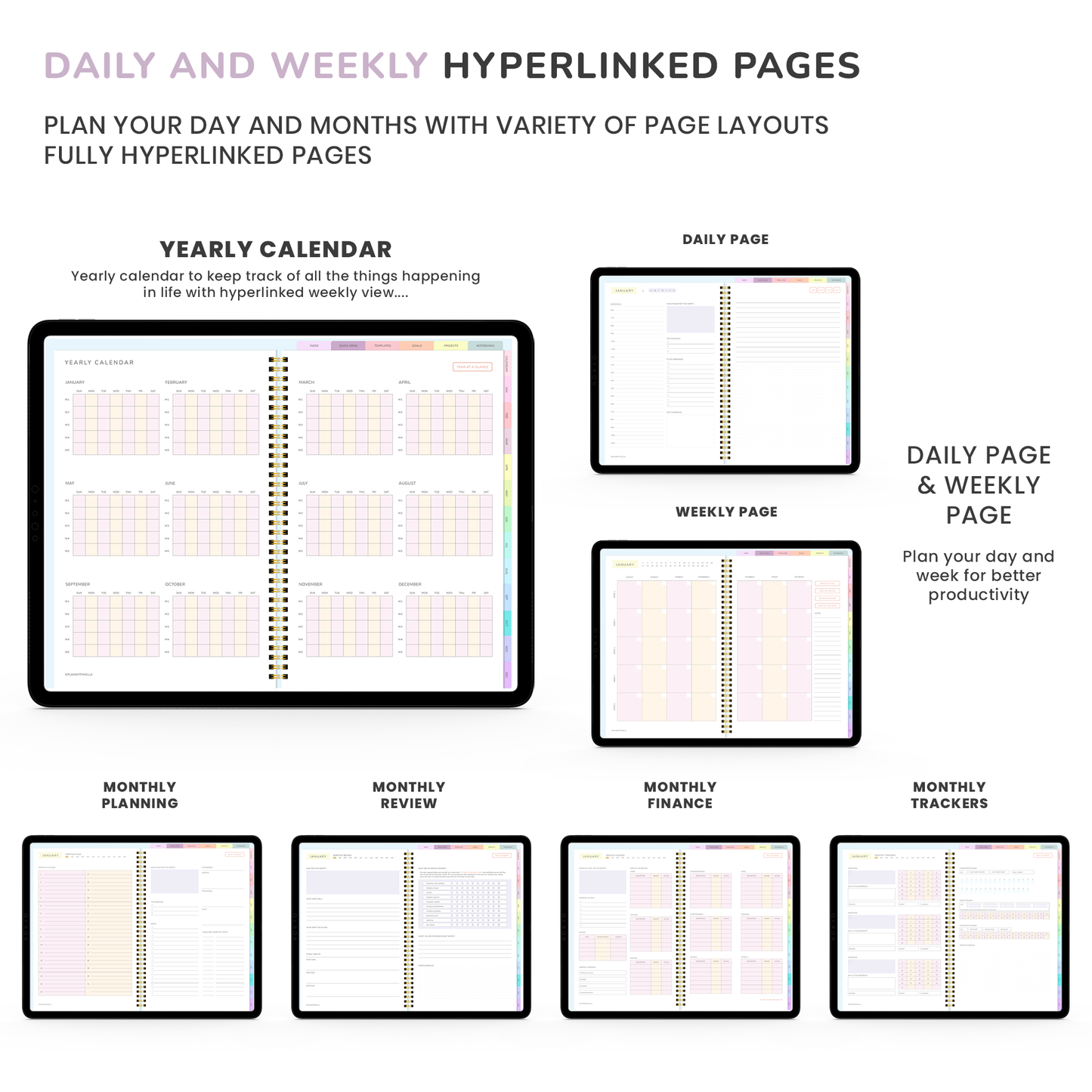 Digital Planner, Goodnotes Planner, iPad Planner, Notability Planner, Dated Digital Planner, 2026 2027 Undated Planner - RAINBOW