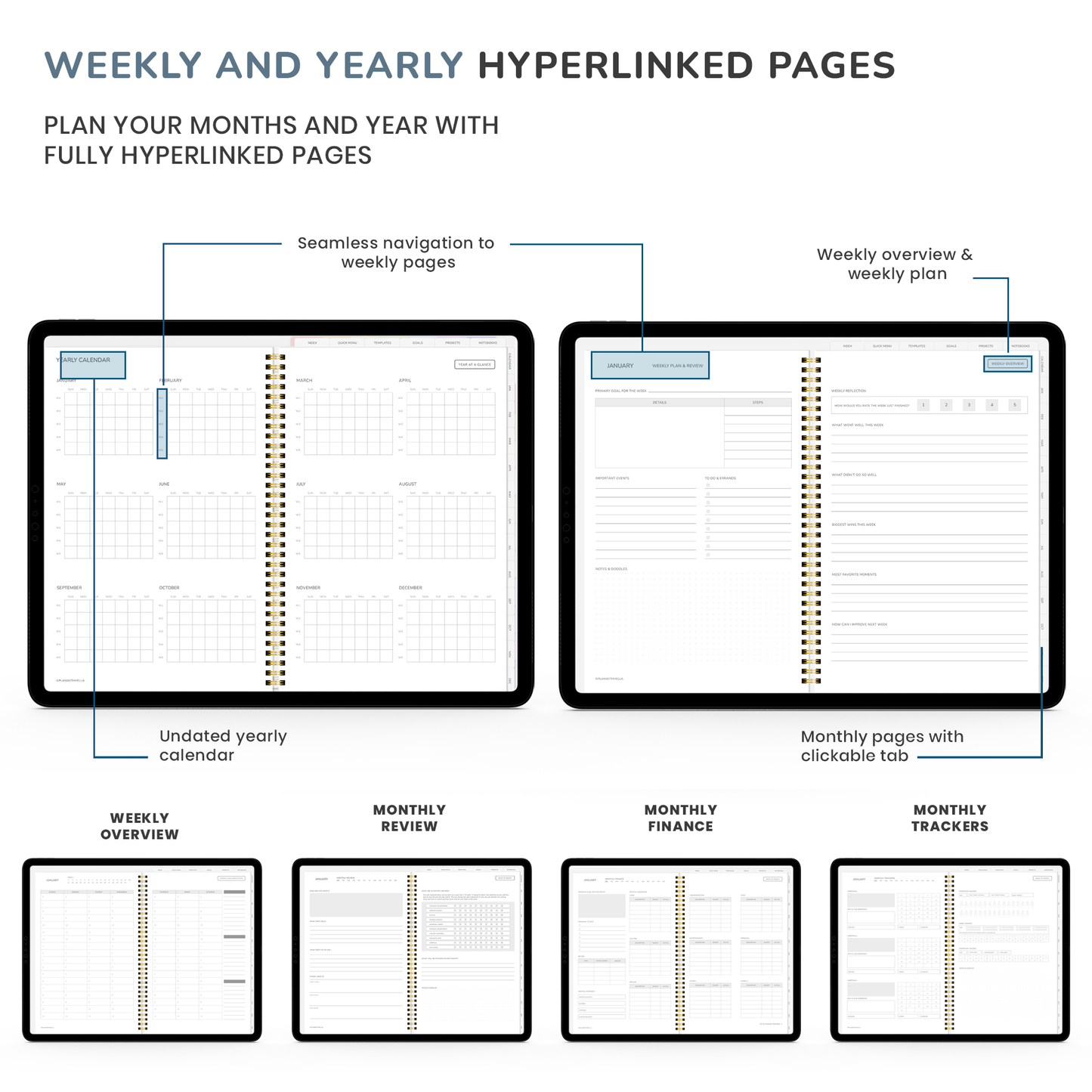 MODERN - NEUTRAL MINIMAL DIGITAL PLANNER - Digital Planner, Goodnotes Planner, iPad Planner, Notability Planner, Dated Digital Planner, 2026 2027 Undated Planner