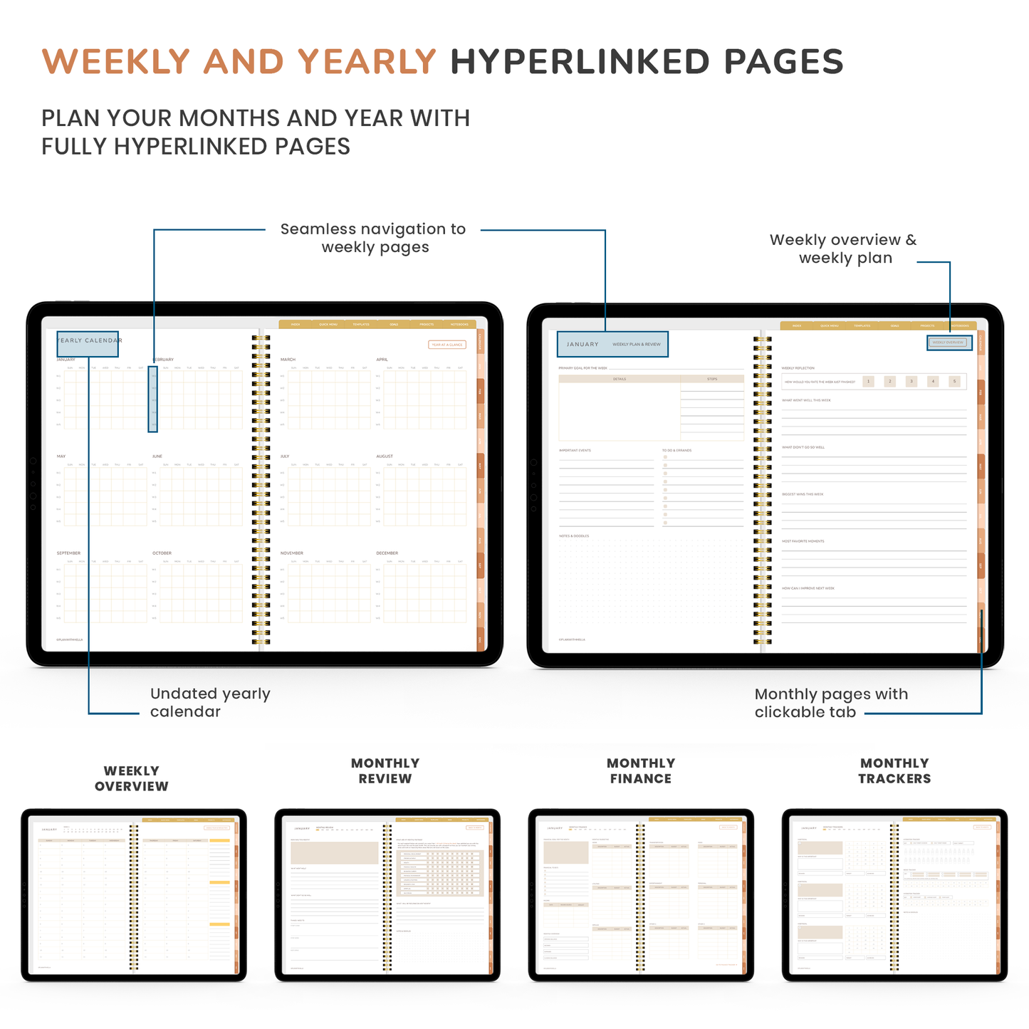 Digital Planner, Goodnotes Planner, iPad Planner, Notability Planner, Dated Digital Planner, 2026 2027 Undated Planner - BOHO THEME PLANNER