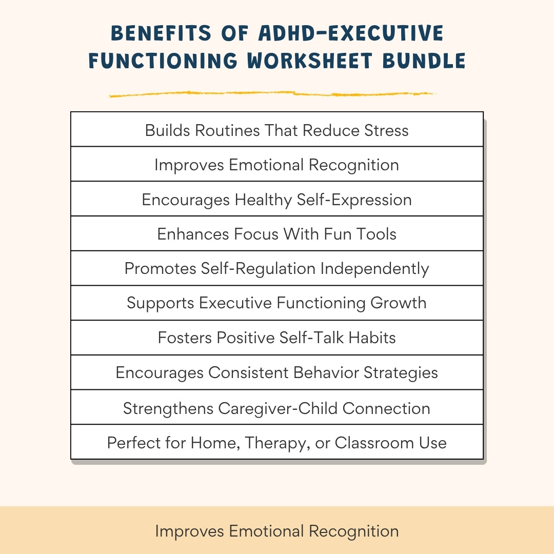 ADHD Executive Functioning Worksheet Bundle for Kids & Teens | Emotional Regulation, Time Management & Focus Tools (130+ Pages)