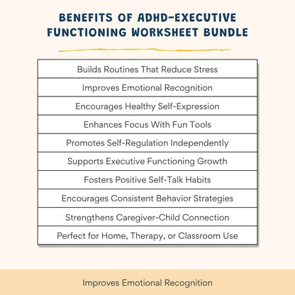 ADHD Executive Functioning Worksheet Bundle for Kids & Teens | Emotional Regulation, Time Management & Focus Tools (130+ Pages)