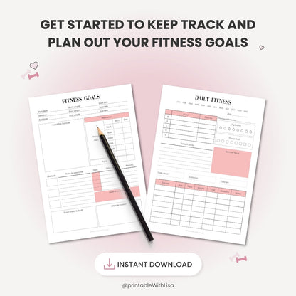 Fitness Planner Bundle Printable, Workout Planner, Weekly Fitness, Weight Loss Tracker, Daily Fitness, Letter