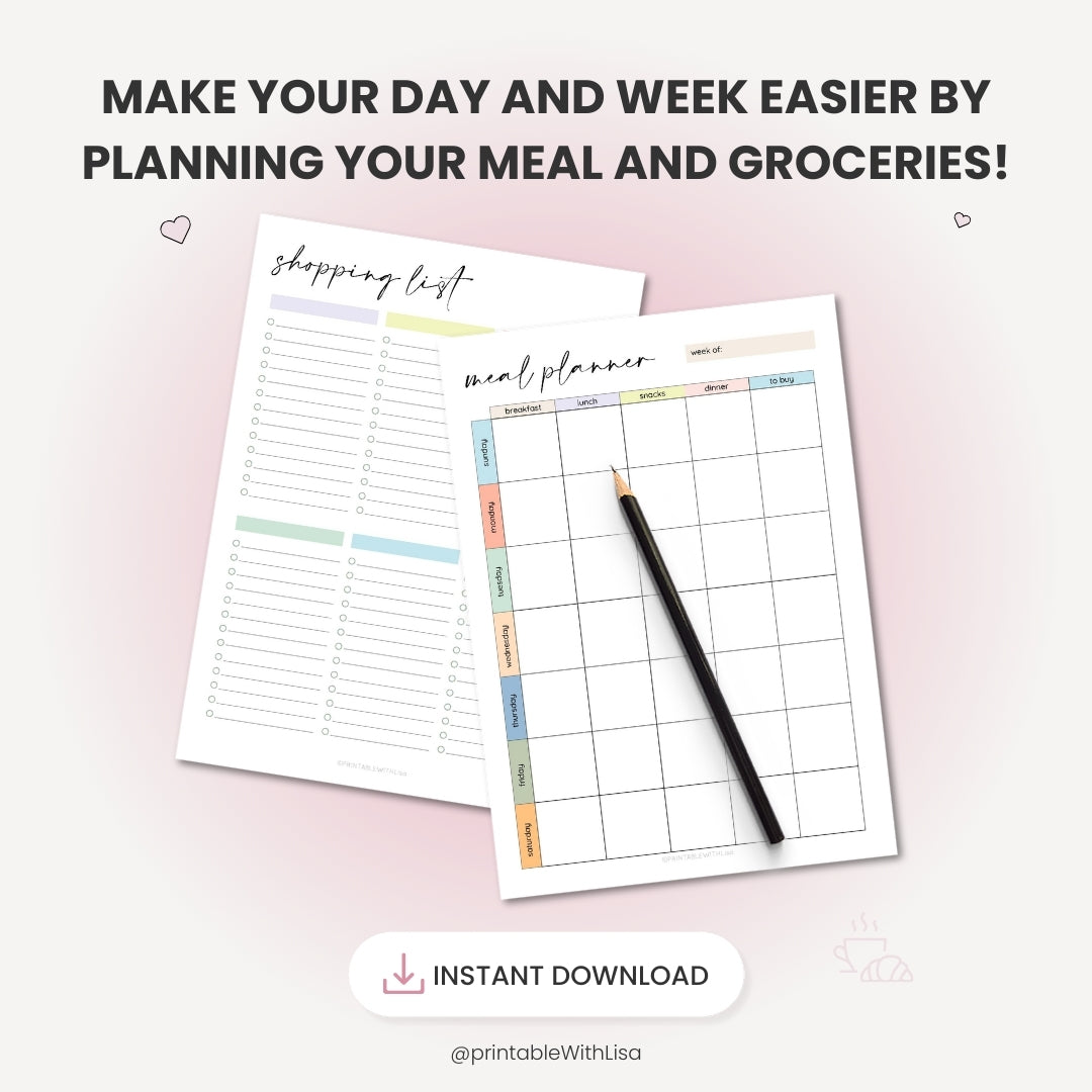 Meal Planner Printable, Meal Tracker, Food Journal