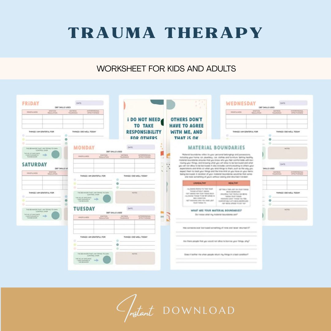 Trauma therapy 90% off bundle, anxiety coping skill card, therapy worksheets, crisis therapy PTSD, anxiety therapy tool, safety plan Wiseovia