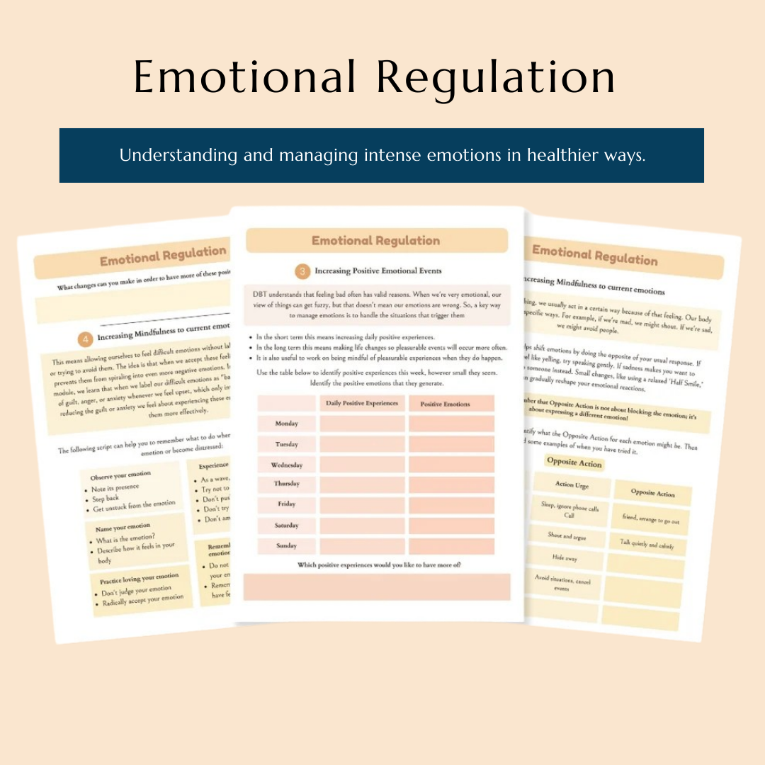 Neurodivergent Friendly DBT Skills, DBT Worksheets, DBT, Emotional Regulation, Neurodivergent, Autism, bpd, therapy worksheets, borderline Wiseovia