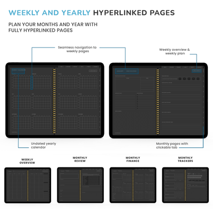 Dark Mode Digital Planner, Goodnotes Planner, iPad Planner, Notability Planner, Dated Digital Planner, 2026 2027 Undated Planner