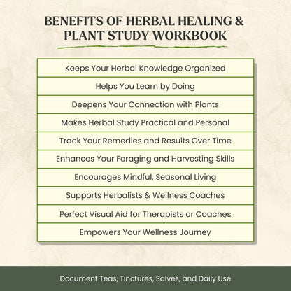 Herbal Healing & Plant Study Workbook – Track Plants, Heal Naturally, Grow Mindfully