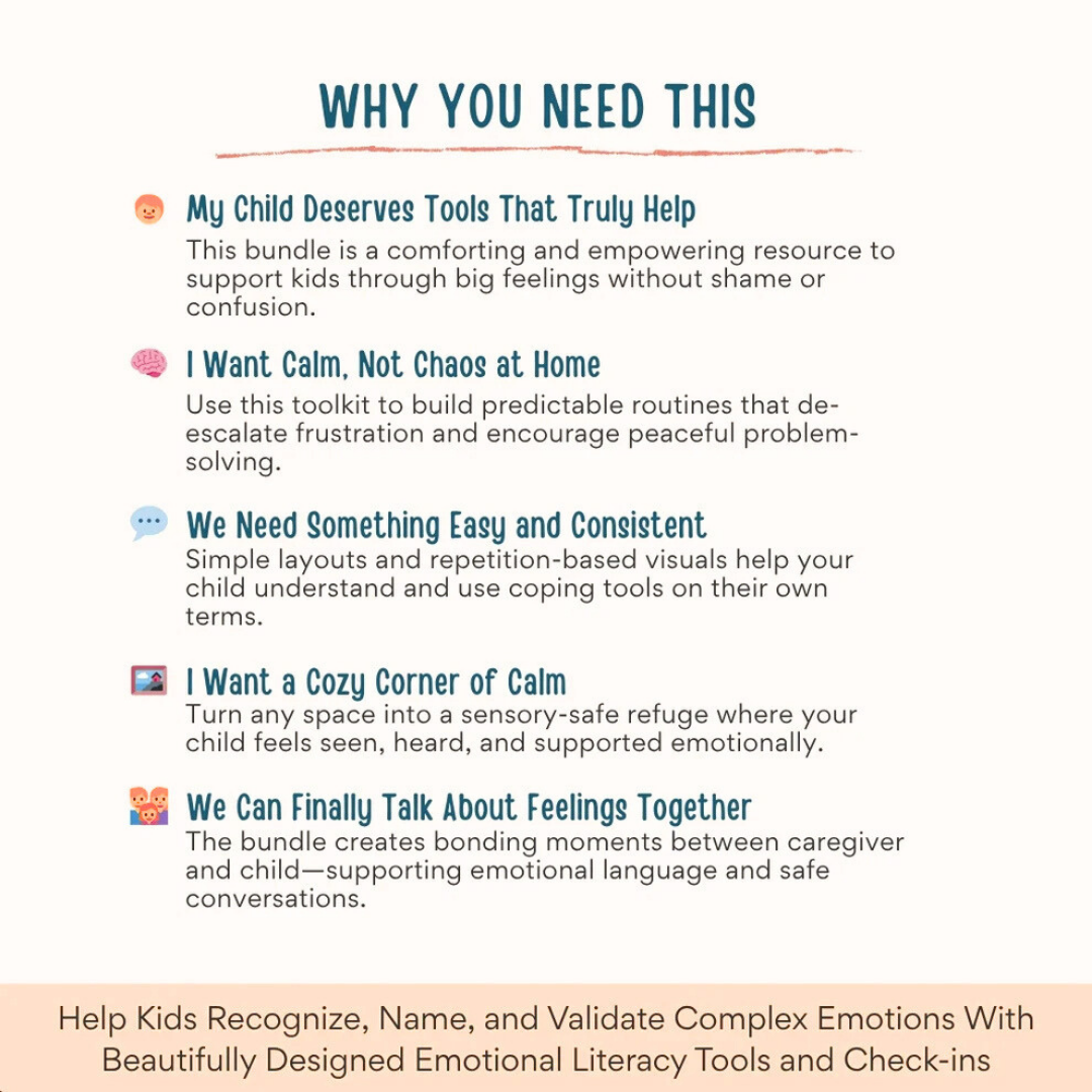 Calming Corner Kit Bundle – 40+ Printable Emotional Regulation & Coping Tools for Kids Wiseovia