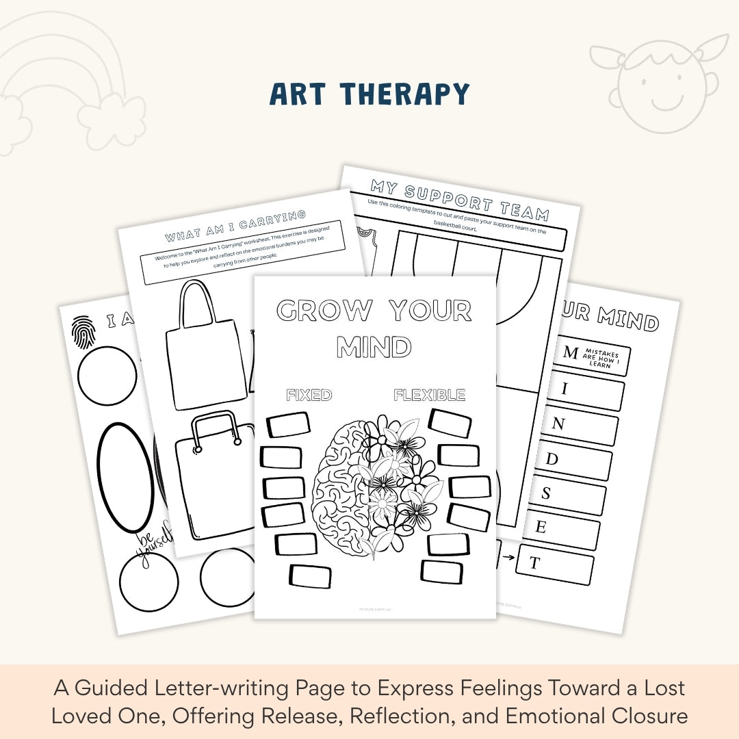 Grief and Loss Therapy Workbook Bundle – 140+ Pages of Healing Tools for Kids, Teens & Adults