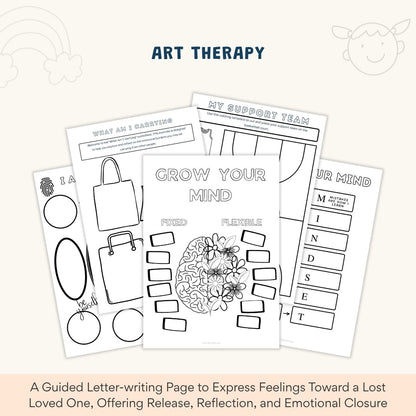 Grief and Loss Therapy Workbook Bundle – 140+ Pages of Healing Tools for Kids, Teens & Adults