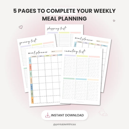 Meal Planner Printable, Meal Tracker, Food Journal