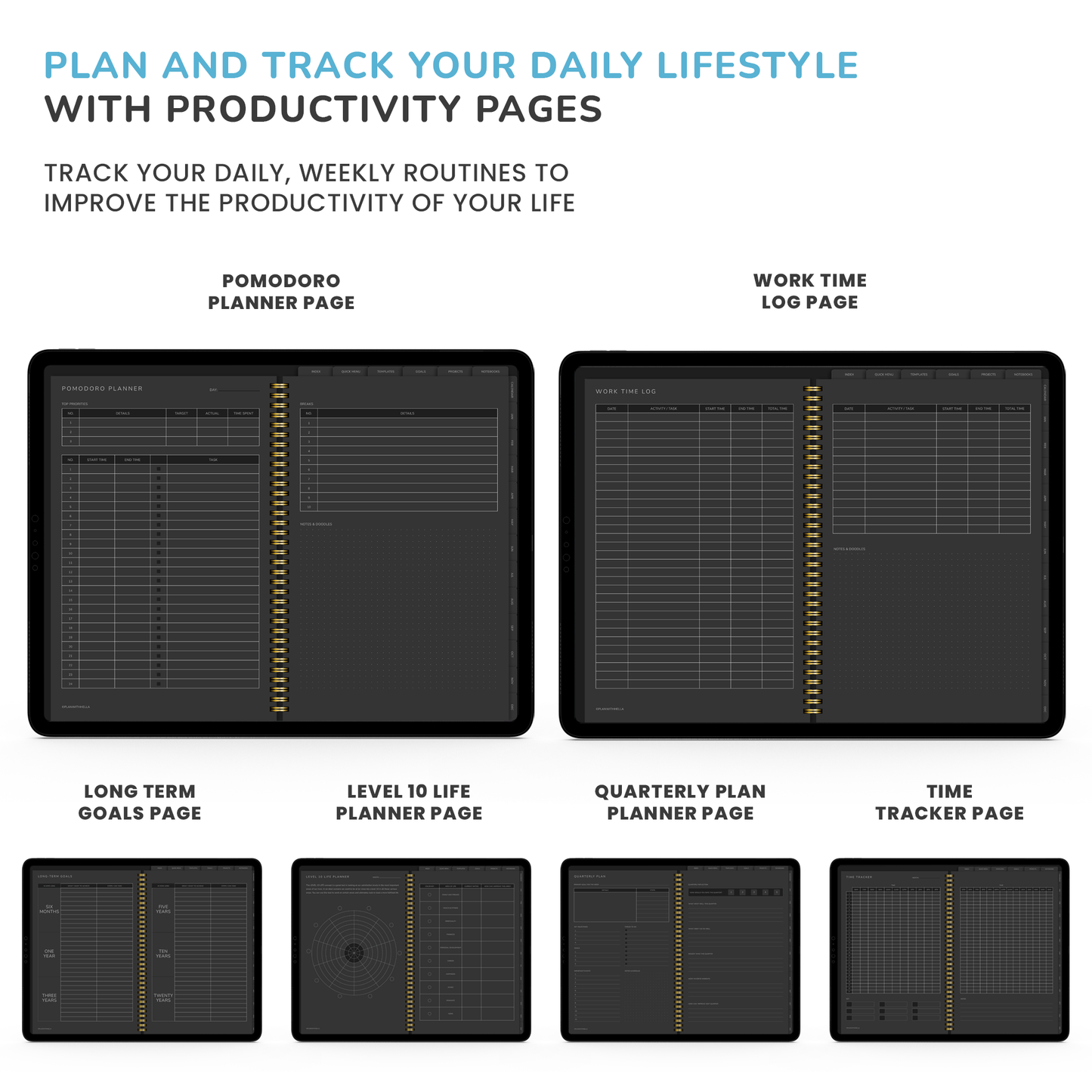 Dark Mode Digital Planner, Goodnotes Planner, iPad Planner, Notability Planner, Dated Digital Planner, 2026 2027 Undated Planner