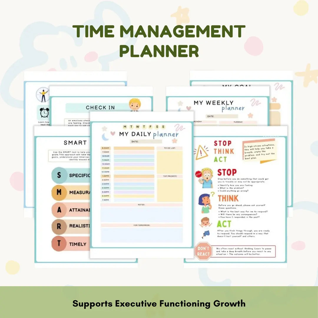 ADHD Executive Functioning Worksheet Bundle for Kids & Teens | Emotional Regulation, Time Management & Focus Tools (130+ Pages) Wiseovia
