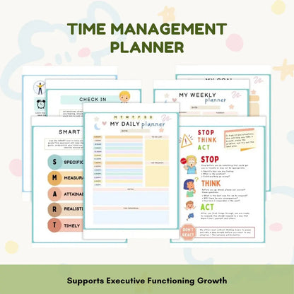 ADHD Executive Functioning Worksheet Bundle for Kids & Teens | Emotional Regulation, Time Management & Focus Tools (130+ Pages) Wiseovia