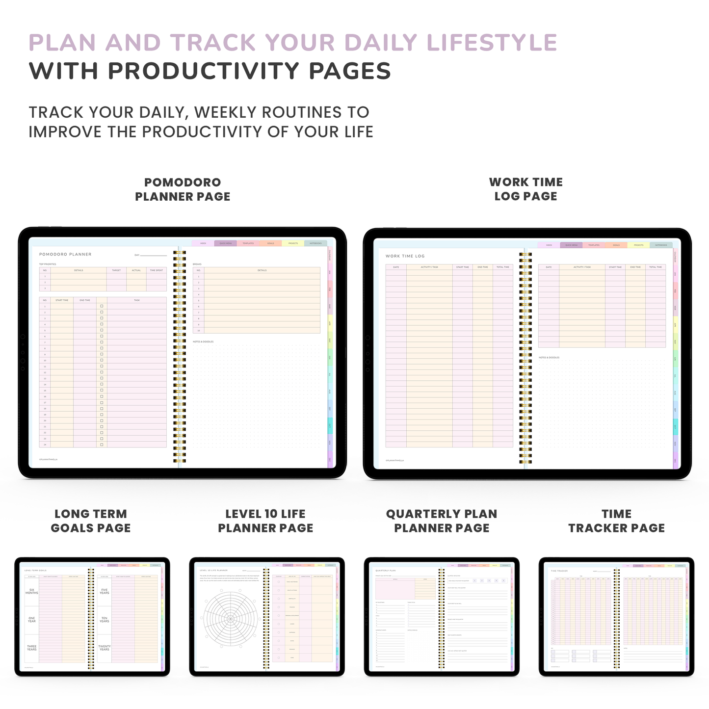 Digital Planner, Goodnotes Planner, iPad Planner, Notability Planner, Dated Digital Planner, 2026 2027 Undated Planner - RAINBOW