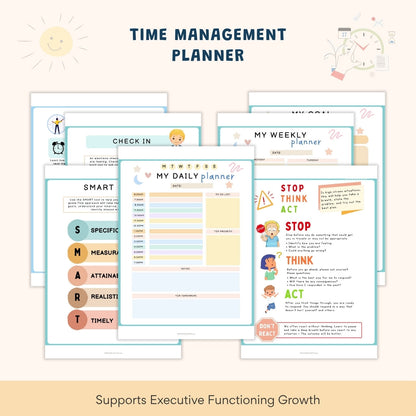 ADHD Executive Functioning Worksheet Bundle for Kids & Teens | Emotional Regulation, Time Management & Focus Tools (130+ Pages)