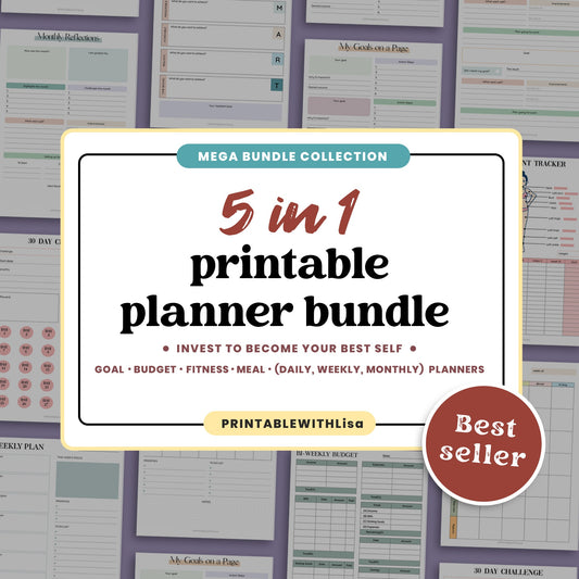 5 IN 1 Printable Planner Bundle - WISEOVIA