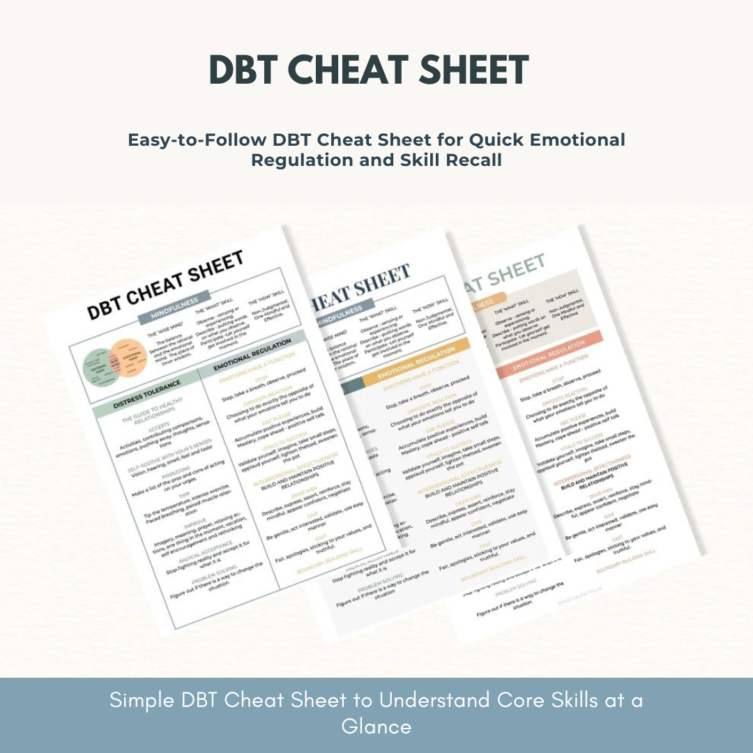 Mental Health / Anxiety Bundle 90% off bundle, DBT Flash Card, DBT Cheat Sheet, DBT Worksheet, Mental Health Journal, Self-Care Planner, Anxiety Journal Wiseovia