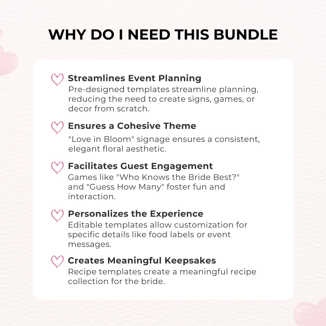 Blossom & Love Bridal Shower Collection – Elegant Templates & Fun Games for a Perfect Celebration