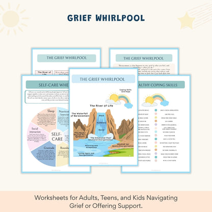 Grief and Loss Therapy Workbook Bundle – 140+ Pages of Healing Tools for Kids, Teens & Adults