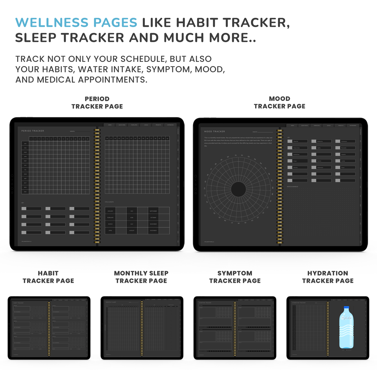 Dark Mode Digital Planner, Goodnotes Planner, iPad Planner, Notability Planner, Dated Digital Planner, 2026 2027 Undated Planner