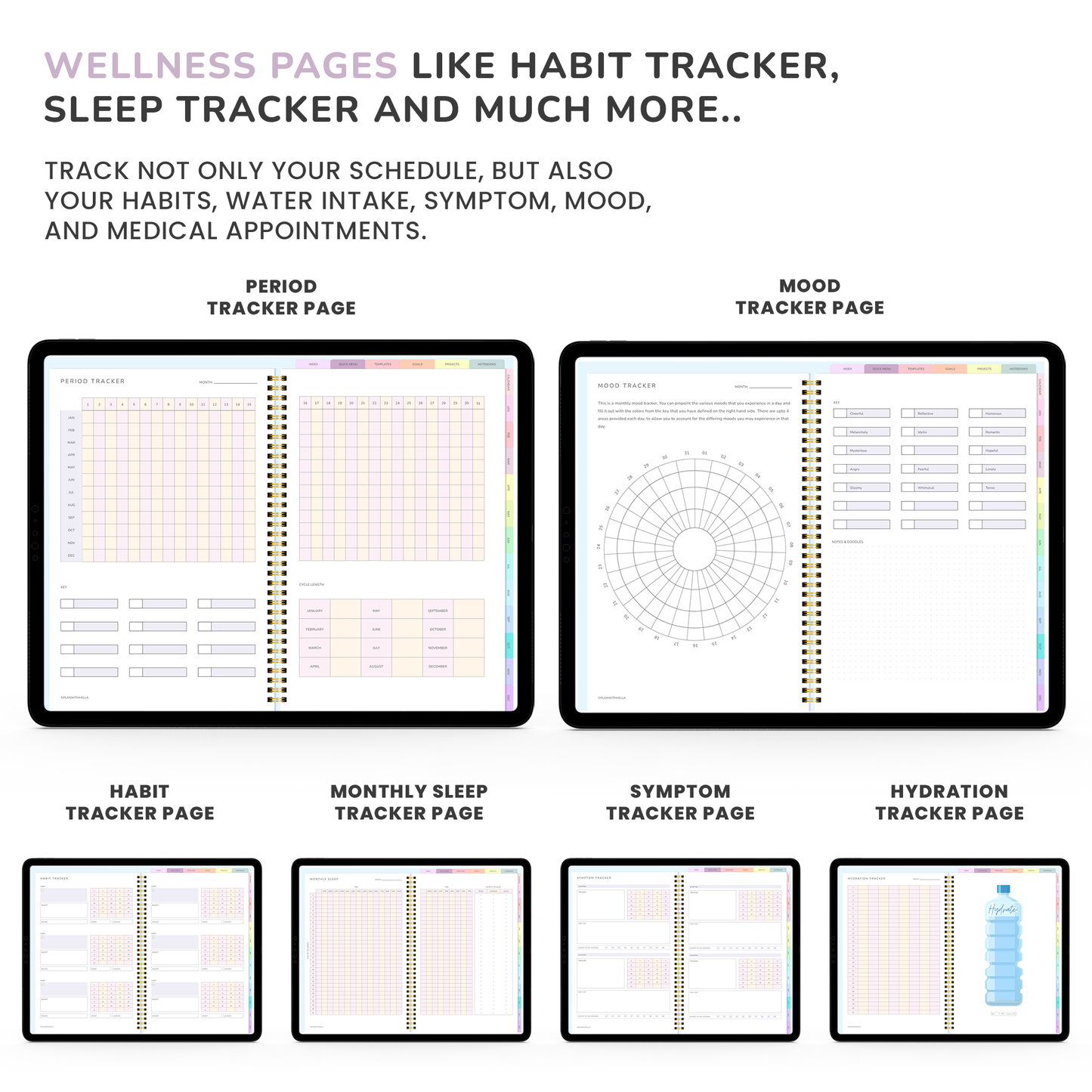 Digital Planner, Goodnotes Planner, iPad Planner, Notability Planner, Dated Digital Planner, 2026 2027 Undated Planner - RAINBOW