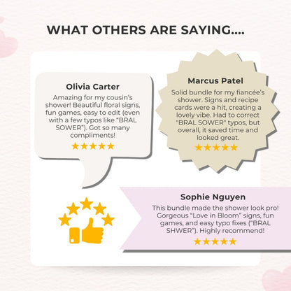 Blossom & Love Bridal Shower Collection – Elegant Templates & Fun Games for a Perfect Celebration