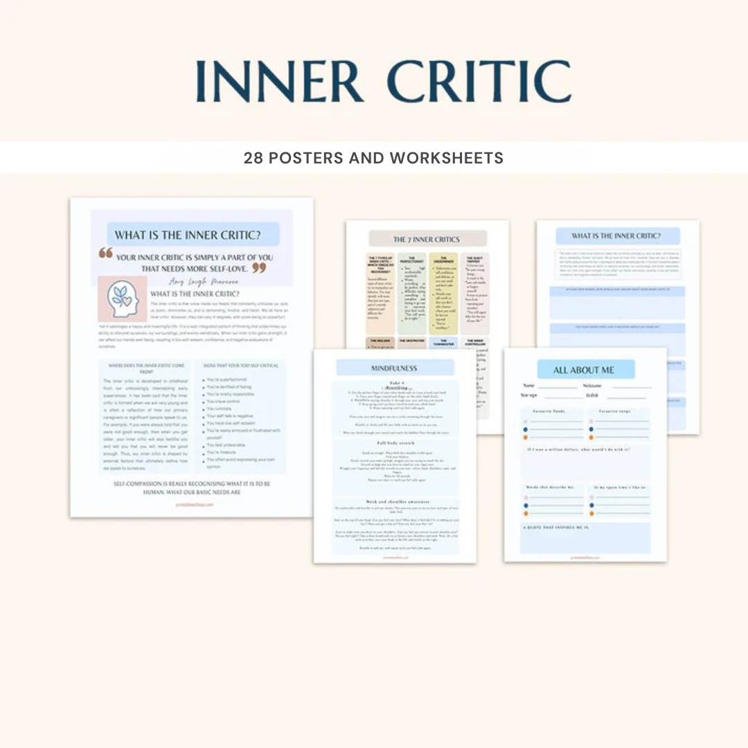 Therapy Worksheet 90% Off Bundle, Psychology Resources, Inner Critic, Boundaries, Trauma, Acceptance Therapy, Safety Plan, Planner, Affirmations, GAD Wiseovia