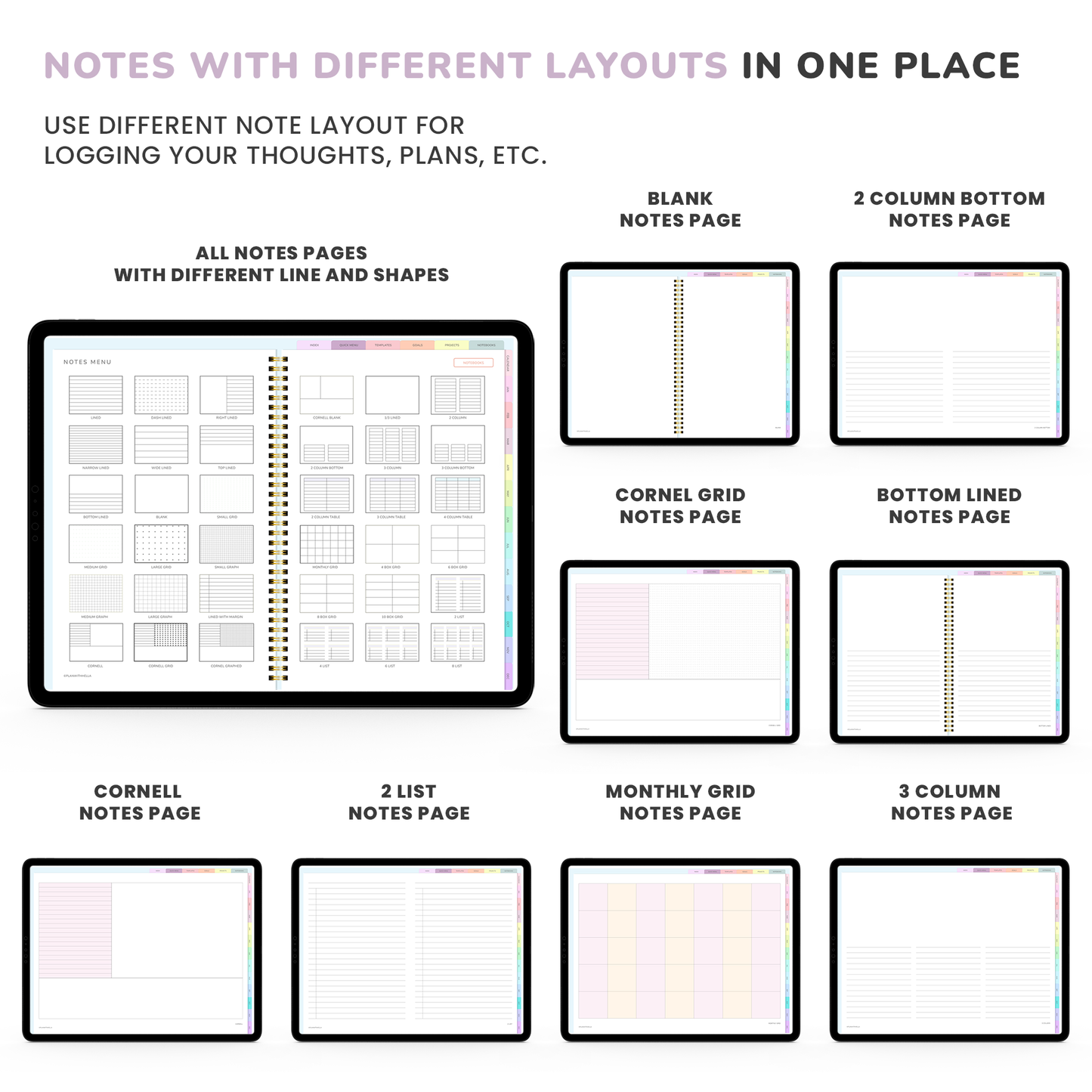Digital Planner, Goodnotes Planner, iPad Planner, Notability Planner, Dated Digital Planner, 2026 2027 Undated Planner - RAINBOW